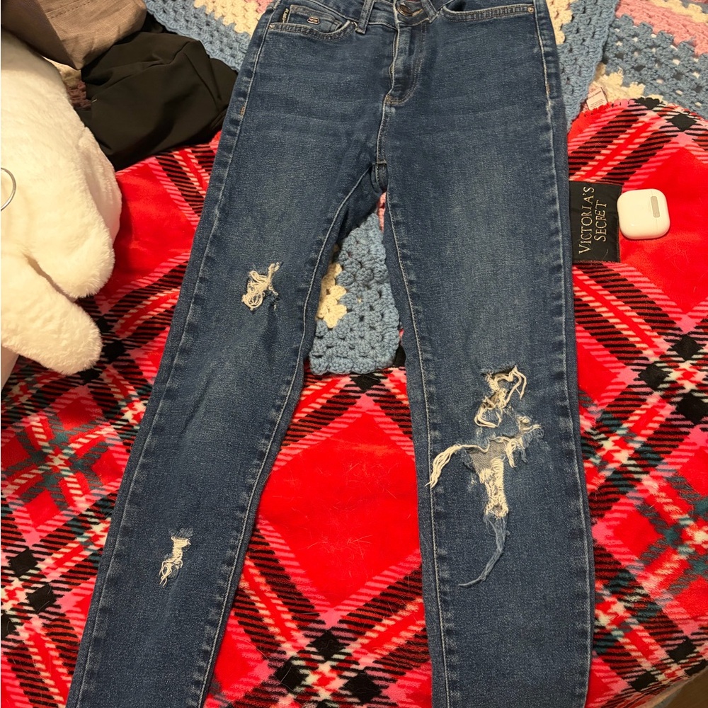 Balenciaga Distressed Skinny Blue Jeans